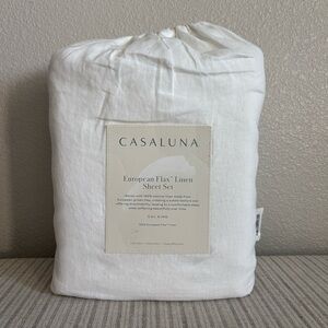 NWT California King 100% Linen Sheet Set White - Casaluna
